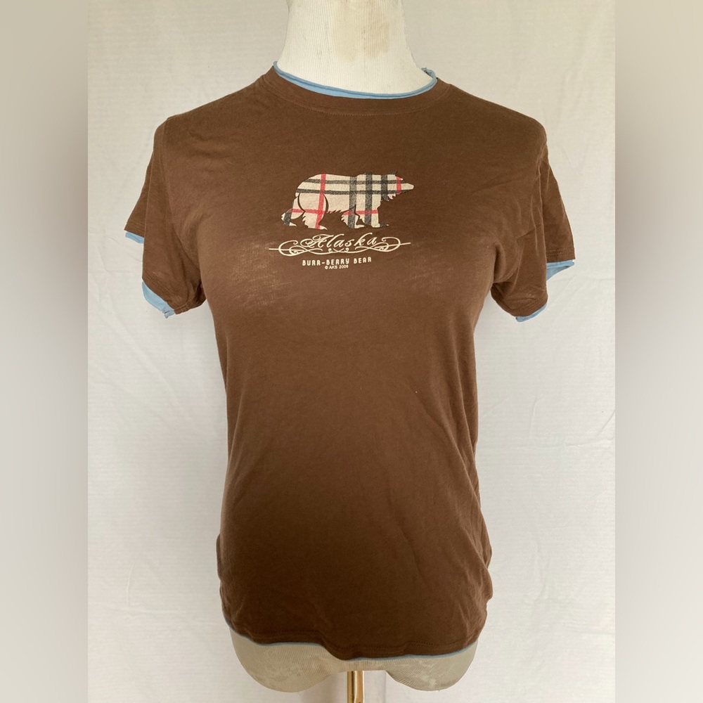HYP-Burberry y2k Burberry bear graphic baby tee🤎💙🤍❤️